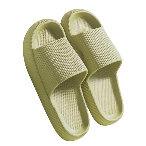 YDRABFLE Sommerhausschuhe Frauen Hausschuhe Cloud Kissen Dias Sommer Weiche Dicke Plattform Home Männer Indoor Anti-Rutsch Flat Flip Flops-A-Grün-36-37 (Passend 35-36) von YDRABFLE