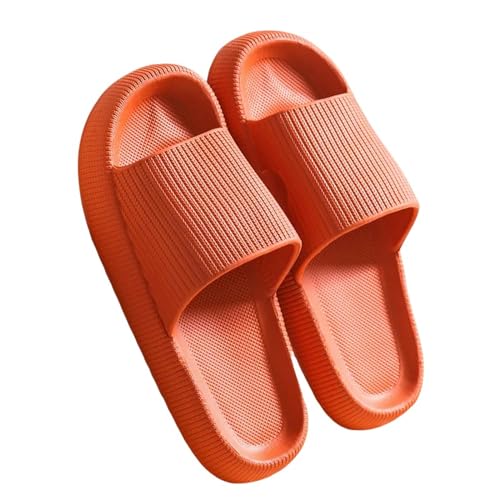 YDRABFLE Sommerhausschuhe Frauen Hausschuhe Cloud Kissen Dias Sommer Weiche Dicke Plattform Home Männer Indoor Anti-Rutsch Flat Flip Flops-A-Orange-44-45 (Passend 43-44) von YDRABFLE