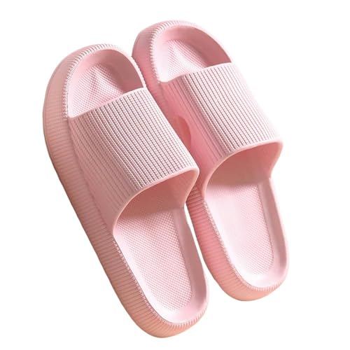 YDRABFLE Sommerhausschuhe Frauen Hausschuhe Cloud Kissen Dias Sommer Weiche Dicke Plattform Home Männer Indoor Anti-Rutsch Flat Flip Flops-A-Pink-42-43 (Passend 41-42) von YDRABFLE