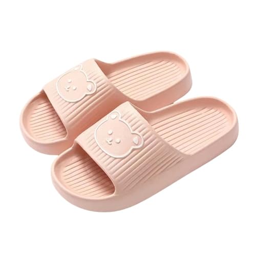 YDRABFLE Sommerhausschuhe Frauen Hausschuhe Strand Dias Cartoon Bär Flip Flops Männer Dicke Sohle Indoor Badezimmer Anti-Rutsch Schuhe Paare Sandalen-B Rosa-40-41(Fit 39-40) von YDRABFLE