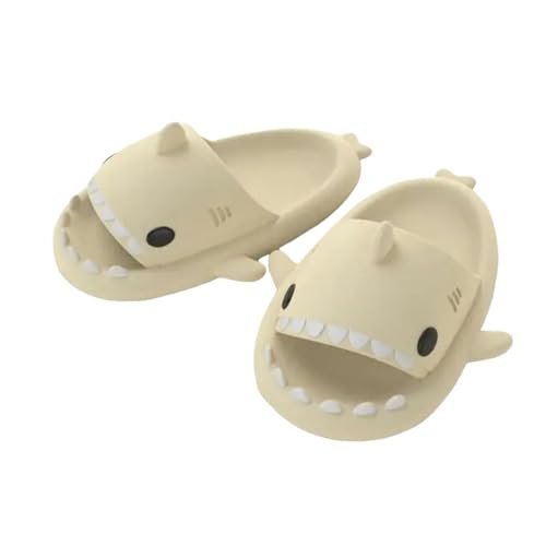 YDRABFLE Sommerhausschuhe Hai Hausschuhe Leichte Frauen Hai Dias Männer Badezimmer Flip Flops Home Anti-Rutsch Flache Schuhsandalen-Leichtes Beige-40-41 von YDRABFLE