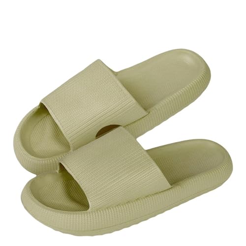 YDRABFLE Sommerhausschuhe Hausschuhe Frauen Leichte Schuhe Mann Weiche Sohle Plattform Sandalen Frau Flip Flops Rutschfeste Strandrutschen-3,5Cm Grün-40-41 von YDRABFLE