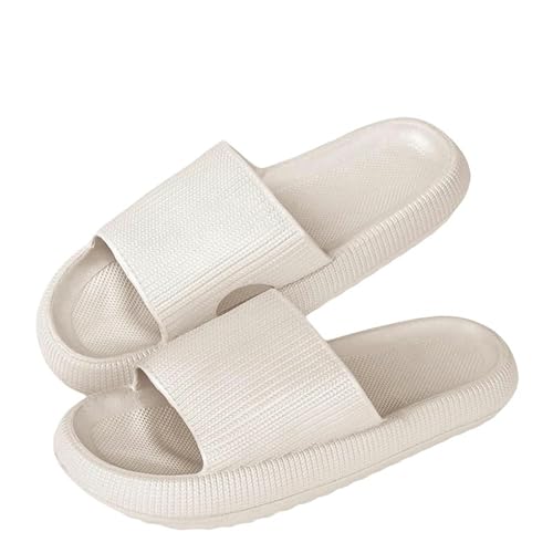 YDRABFLE Sommerhausschuhe Hausschuhe Frauen Leichte Schuhe Mann Weiche Sohle Plattform Sandalen Frau Flip Flops Rutschfeste Strandrutschen-3,5Cm Weiß-38-39 von YDRABFLE