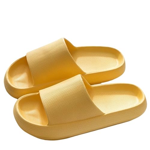 YDRABFLE Sommerhausschuhe Hausschuhe Frauen Leichte Schuhe Mann Weiche Sohle Plattform Sandalen Frau Flip Flops Rutschfeste Strandrutschen-3,6Cm Gelb-42-43 von YDRABFLE