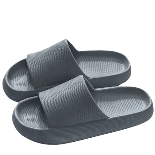 YDRABFLE Sommerhausschuhe Hausschuhe Frauen Leichte Schuhe Mann Weiche Sohle Plattform Sandalen Frau Flip Flops Rutschfeste Strandrutschen-3,6Cm Grau-38-39 von YDRABFLE