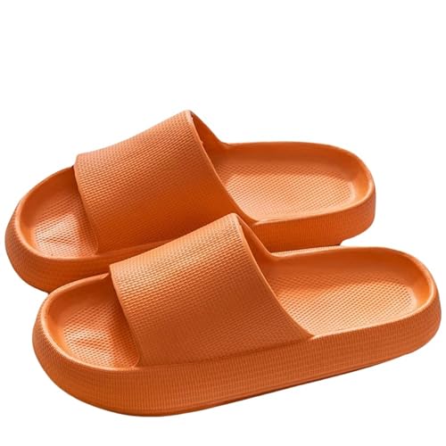 YDRABFLE Sommerhausschuhe Hausschuhe Frauen Leichte Schuhe Mann Weiche Sohle Plattform Sandalen Frau Flip Flops Rutschfeste Strandrutschen-3,6Cm Orange-42-43 von YDRABFLE