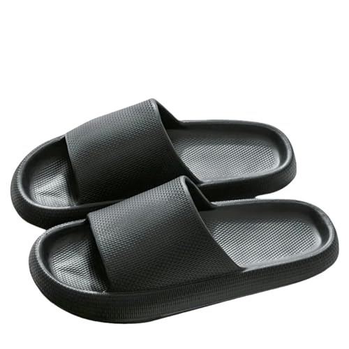 YDRABFLE Sommerhausschuhe Hausschuhe Frauen Leichte Schuhe Mann Weiche Sohle Plattform Sandalen Frau Flip Flops Rutschfeste Strandrutschen-3,6Cm Schwarz-42-43 von YDRABFLE