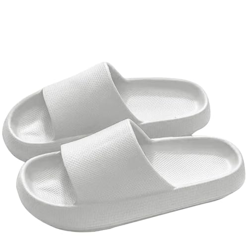 YDRABFLE Sommerhausschuhe Hausschuhe Frauen Leichte Schuhe Mann Weiche Sohle Plattform Sandalen Frau Flip Flops Rutschfeste Strandrutschen-3,6Cm Weiß-38-39 von YDRABFLE