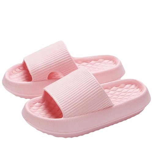 YDRABFLE Sommerhausschuhe Hausschuhe Frauen Leichte Schuhe Mann Weiche Sohle Plattform Sandalen Frau Flip Flops Rutschfeste Strandrutschen-4,0Cm Pink-42-43 von YDRABFLE