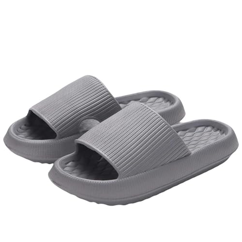 YDRABFLE Sommerhausschuhe Hausschuhe Frauen Leichte Schuhe Mann Weiche Sohle Plattform Sandalen Frau Flip Flops Rutschfeste Strandrutschen-4.0Cm Grau-42-43 von YDRABFLE