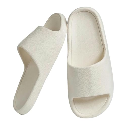 YDRABFLE Sommerhausschuhe Hausschuhe Für Männer Frauen Weiche Unterseite Hausschuhe Innenhaus Dias Flache Sandalen Strand Schuhe Mann Flip Flops-A White-36-37 von YDRABFLE