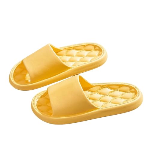 YDRABFLE Sommerhausschuhe Startseite Hausschuhe Sommer Frauen Männer Solide Dias Indoor Mute Anti-Rutsch Baden Flip Flops Sandalen Unisex Soft Sole Schuhe-Gelb-40-41 von YDRABFLE