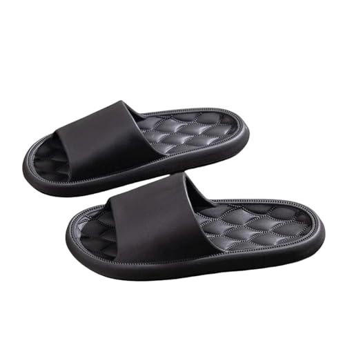 YDRABFLE Sommerhausschuhe Startseite Hausschuhe Sommer Frauen Männer Solide Dias Indoor Mute Anti-Rutsch Baden Flip Flops Sandalen Unisex Soft Sole Schuhe-Schwarz-40-41 von YDRABFLE