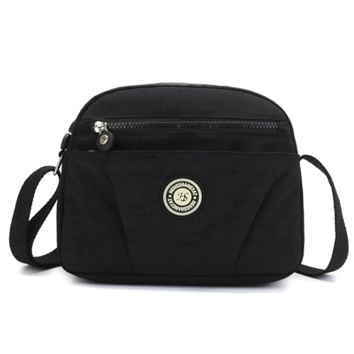 YEAMKE Bedruckte Damentasche NYLONSTOFF KLEINE Tasche HORIZONTALE UMHÄNGETASCHE FÜR Damen LÄSSIGE UMHÄNGETASCHE, SCHWARZ, 25 * 11 * 20CM von YEAMKE