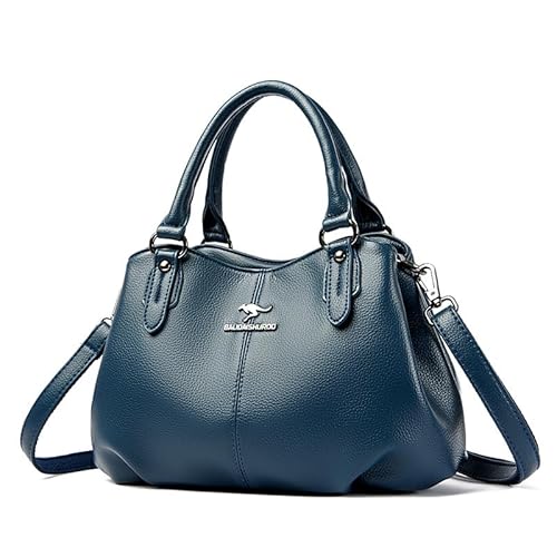 YEAMKE Handtasche weiches Leder Großraum-Umhängetasche für Frauen, Pfauenblau, 30 * 11 * 21 cm von YEAMKE