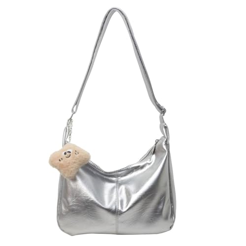 YEAMKE TOTE DAMEN TASCHE COMMUTER ACHSELTASCHE DAMEN UMHÄNGETASCHE MIT GROSSEM FASSUNGSVERMÖGEN GROSSE UMHÄNGETASCHE, SILBER, 33 * 12 * 21CM von YEAMKE