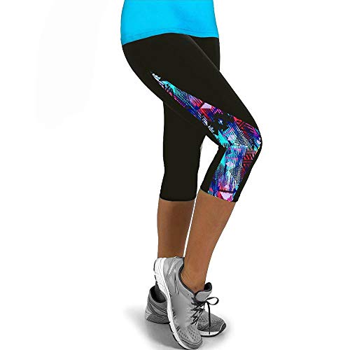 YEBIRAL Damen Sport-Leggings 3/4 Länge Bunte Sporthose Stretch Workout Fitness Jogginghose Trainingshose Yogahosen(XL,Mehrfarbig) von YEBIRAL