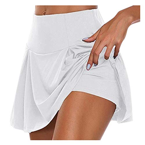 YEBIRAL Damen Sportskort 2 in1 Tennis Rock mit Hose Drunter Sportrock Tennisrock Kurz Leggings mit Rock Golf Hosenrock Laufenrock Sport Skirt für Fitness Workout Running von YEBIRAL