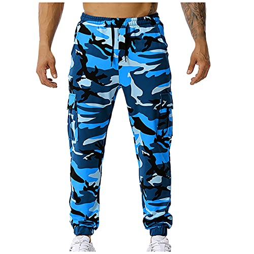 YEBIRAL Herren Cargo Jogginghose Camouflage Sporthose Jogger Hose Männer Modern Baumwolle Jungen Slim Fit Freizeithose Trainingshose Sweatpants mit Tasche von YEBIRAL