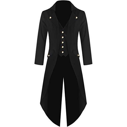 YEBIRAL Herren Gothic Mantel Steampunk Vintage Frack Jacke Renaissance Uniform Tailcoat Viktorianischen Cosplay Kostüm Smoking Halloween Karneval Mittelalter Kleidung von YEBIRAL