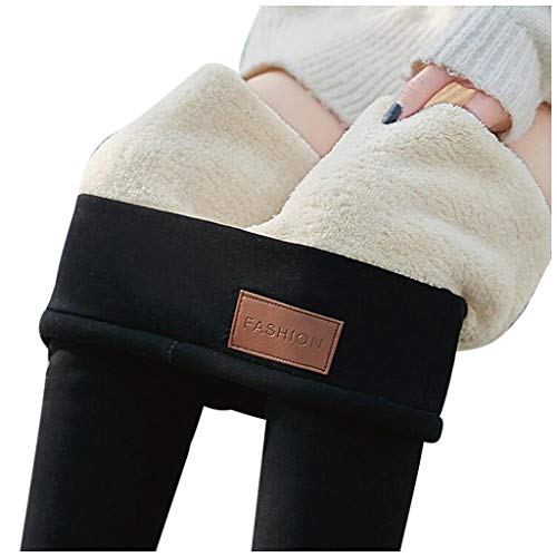 YEBIRAL Winterleggings Thermoleggings warme mit Teddyfell Kaschmir Hosen Gamaschen, Damen Thermo Strumpfhose Leggings mit Innenfleece, Herbst Winter Warm Blickdichte Leggins(M,Schwarz-1) von YEBIRAL