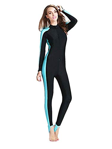 YEESAM Modest Swimwear - Taucheranzug Damen Herren Mädchen UV Schutzkleidung Sunsuit Ganzkörperansicht Badeanzug Overall Watersport (Blau, Int'l - L) von YEESAM