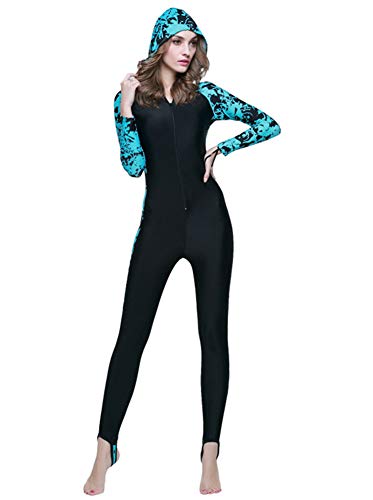 YEESAM Modest Swimwear - Taucheranzug Damen Herren Mädchen UV Schutzkleidung Sunsuit Ganzkörperansicht Badeanzug Overall Watersport (Int'l - 3XL, mit Kapuze 2) von YEESAM