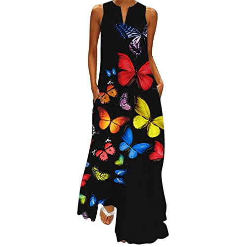 YEJSERE Floral Damen Plus Damen Kaftan Größe Strandkleid Sommer Weste Boho Kleid Maxikleid Damen Langes Kleid Schwarz Spitze, 8 - Gelb, Small von YEJSERE