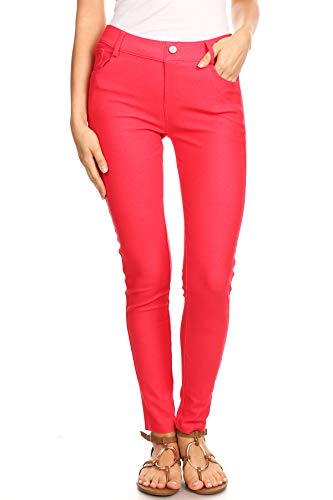 YELETE Damen Jegging-Strumpfhose mit fünf Taschen, Stretch - Rot - Mittel von YELETE