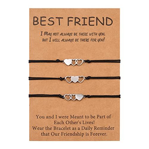 YELUWA 3 Pcs Bester Freund Freundschaft Armband Schwestern Bestie Herz Entfernung Übereinstimmung Lang Handgefertigt Beziehung Armbänder Geburtstag Geschenk Für Teenager Mädchen Frauen Mutter Töchter von YELUWA