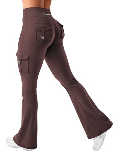 YEOREO Damen Flare Leggings mit 4 Pockets Invisible Scrunch Butt Sport Leggings High Waist Schlaghosen Workout Seamless Push Up Blickdicht Yoga Gym Legging Braun XL YEOREO Damen Flare Leggings mit 4 Pockets Invisible Scrunch Butt Sport Leggings High Waist Schlaghosen Workout Seamless Push Up Blickdicht Yoga Gym Legging Braun XL von YEOREO