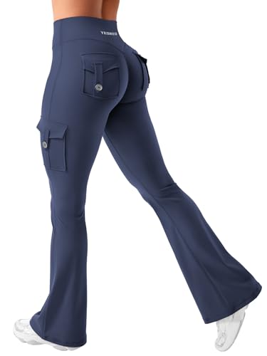 YEOREO Damen Flare Leggings mit 4 Pockets Invisible Scrunch Butt Sport Leggings High Waist Schlaghosen Workout Seamless Push Up Blickdicht Yoga Gym Legging Marineblau S YEOREO Damen Flare Leggings mit 4 Pockets Invisible Scrunch Butt Sport Leggings High Waist Schlaghosen Workout Seamless Push Up Blickdicht Yoga Gym Legging Marineblau S von YEOREO