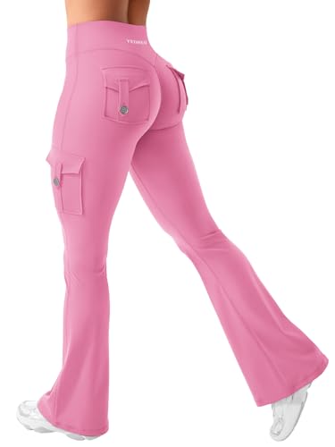 YEOREO Damen Flare Leggings mit 4 Pockets Invisible Scrunch Butt Sport Leggings High Waist Schlaghosen Workout Seamless Push Up Blickdicht Yoga Gym Legging Rosa M YEOREO Damen Flare Leggings mit 4 Pockets Invisible Scrunch Butt Sport Leggings High Waist Schlaghosen Workout Seamless Push Up Blickdicht Yoga Gym Legging Rosa M von YEOREO