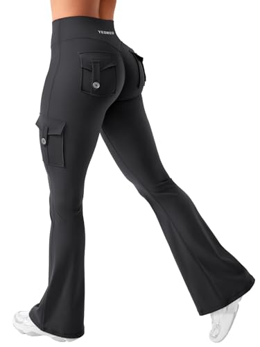 YEOREO Damen Flare Leggings mit 4 Pockets Invisible Scrunch Butt Sport Leggings High Waist Schlaghosen Workout Seamless Push Up Blickdicht Yoga Gym Legging Schwarz S YEOREO Damen Flare Leggings mit 4 Pockets Invisible Scrunch Butt Sport Leggings High Waist Schlaghosen Workout Seamless Push Up Blickdicht Yoga Gym Legging Schwarz S von YEOREO