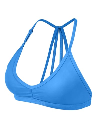 YEOREO Sport BH Damen Abnehmbare BH Träger Geschrumpft Top Gepolstert Rückenfrei Fitness Bra Sport Top mit Mittlerem Halt Blue M von YEOREO