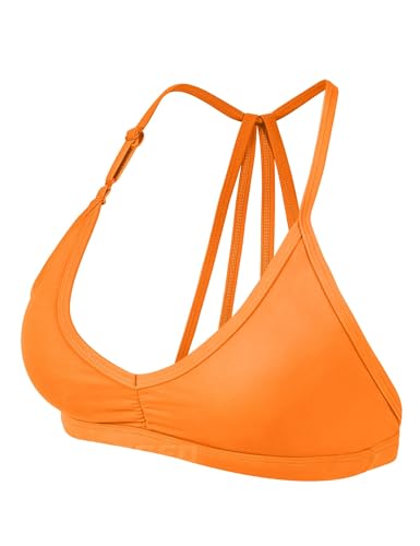 YEOREO Sport BH Damen Abnehmbare BH Träger Geschrumpft Top Gepolstert Rückenfrei Fitness Bra Sport Top mit Mittlerem Halt Orange S von YEOREO