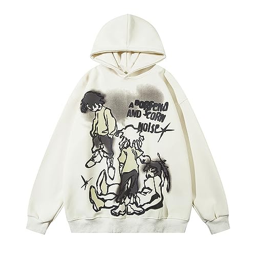 YEOU Herren Fashion Carton Hoodie Sweatshirt Fleece Y2K Harajuku Hip Hop Streetwear Casual Sweatshirt Kapuze, Doodle-Aprikose, X-Large von YEOU