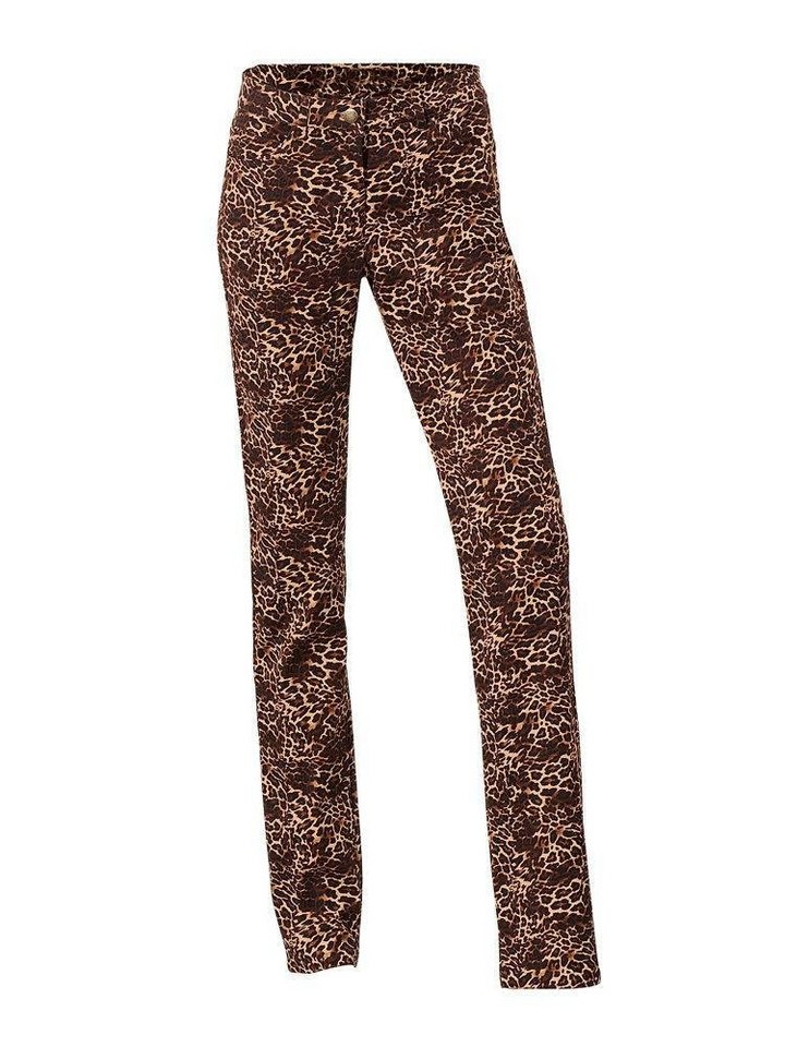 YESET Chinohose Damen Druckhose Hose Animal-Print Chino Stretch braun 005954 von YESET