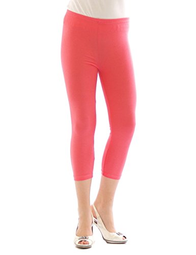 YESET Damen 3/4 Capri Leggings Baumwolle LACHSROSA XXXL von YESET