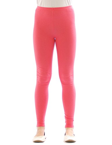 YESET Kinder Mädchen Leggings lang Blickdicht aus Baumwolle Hose Jungen Lachsrosa 158 von YESET