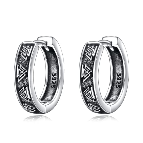 YFN Schwarze Ohrringe Herren 925 Sterling Silber Wikinger Rune Schwarz Ohrringe Geburtstag Geschenke für Männer Frauen (2) von YFN