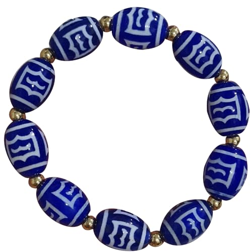 YHDONE Tibetische Dzi-Perlen mit hohem Öl-Zellstoff-Achat, blauer Qin-Roc-Vogel, Dzi-Perlenschnur-Armband (mit Zertifikat) für Damen und Herren, Jade-Armbänder für Herren, middle, Achat, Achat von YHDONE