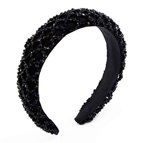 Gepolstertes Haarband für Damen, rautenförmig, Kunstkristallperlen, Schmuck, breiter Haarreif, modisch, Vintage, für Damen und Mädchen, Kristall-Glitzer, breites Stirnband, handgefertigt, mit von YIAGXIVG