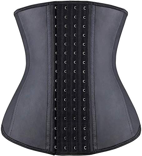 YIANNA Waist Trainer Damen Long Torso 4 Haken Korsett Taillenformer Underbust Corset Ftiness Korsage Bauch Weg Taillen Mieder Corsagen Schwarz, 11211 Size S von YIANNA