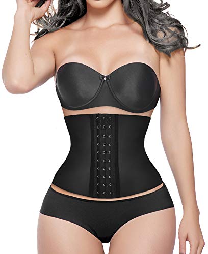 YIANNA Korsett Damen Bauchweg Kurzer Torso Waist Trainer Corset Abnehmen Body Shaper Latex Corsage Taillenformer Taillenmieder Schwarz 110206 XS von YIANNA