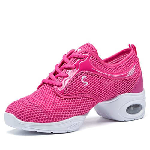 YIBLBOX Damen Tanz Turnschuh Training Tanzsneaker Lace-Up Mesh Websneaker jazzdance Schuhe Gymnastik Sport Fitness Dancesneaker Tanzschuhe von YIBLBOX