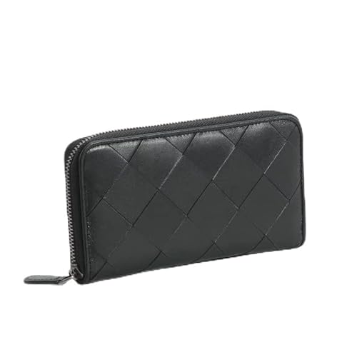 Lange Lederbrieftasche für Herren mit Reißverschluss, gewebte, große, karierte Damen-Clutch (Farbe: A, Größe: Einheitsgröße) von YIHANSS