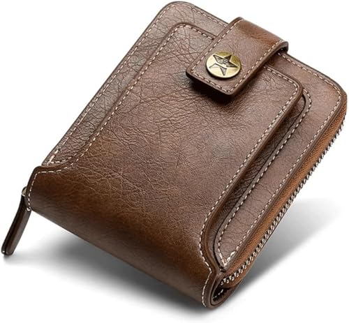 YIHANSS AteEco Vintage Herren-Geldbörse, PU-Leder, Kurze Geldbörse, Herren-Clutch mit Schnalle und Reißverschluss von YIHANSS