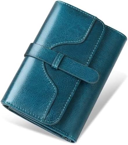 YIHANSS Geldbörse Damen Vintage Leder Crop Wallet Dreifach gefaltete Geldbörse (Farbe: Schwarz, Größe: A) von YIHANSS