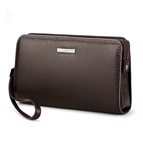 YIHANSS Herren-Geldbörse, echtes Leder, Münzfach, Langer Reißverschluss, Geldbörse für Herren, Clutch, Business-Geldbörse für Männer, große Herren-Geldbörsen (Farbe: A, Größe: Einheitsgröße) von YIHANSS